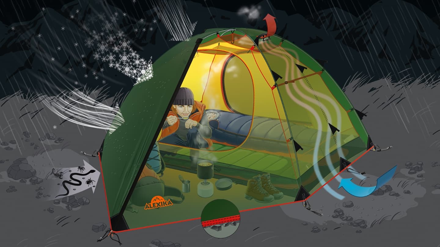 Tienda de campaña en la naturaleza durante una aventura de camping